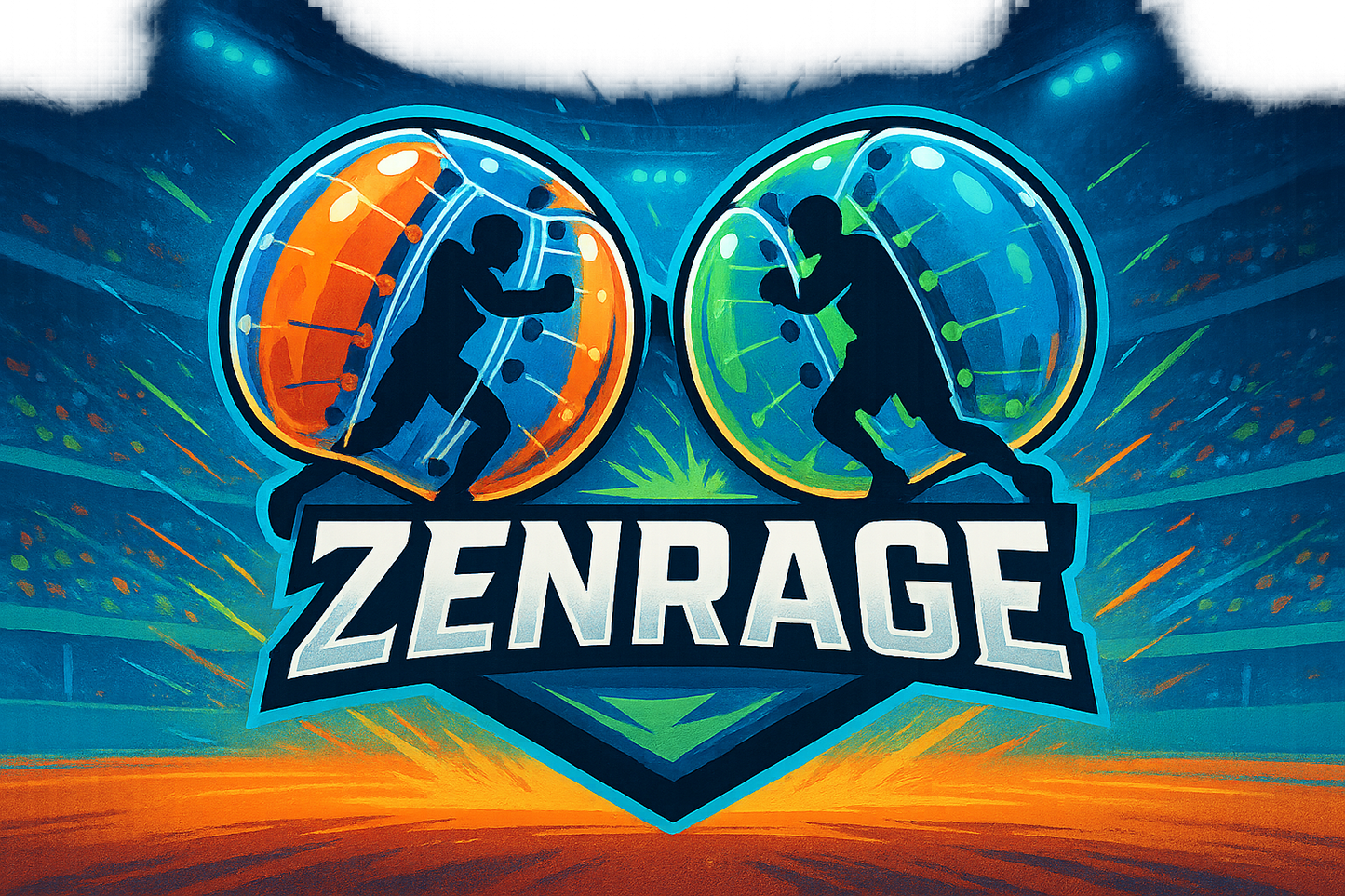 ZenRage arena logo with bumper balls poster for game